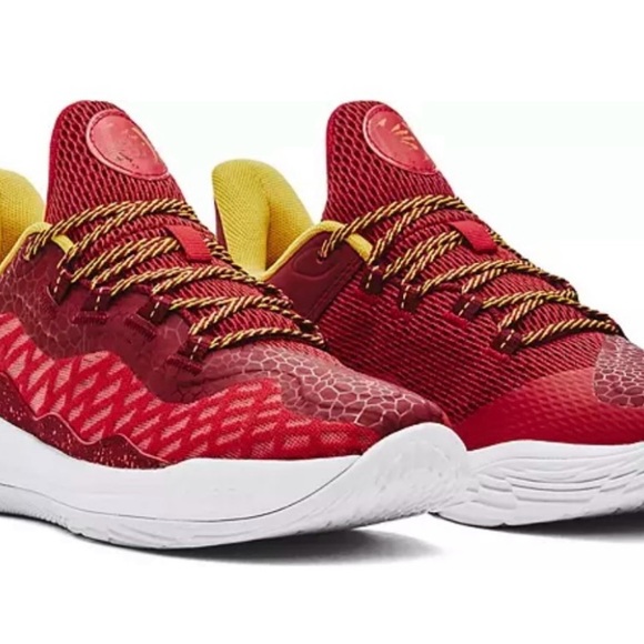 Under Armour Steph Curry Red and Yellow Kids Shoes - Picture 3 of 4
